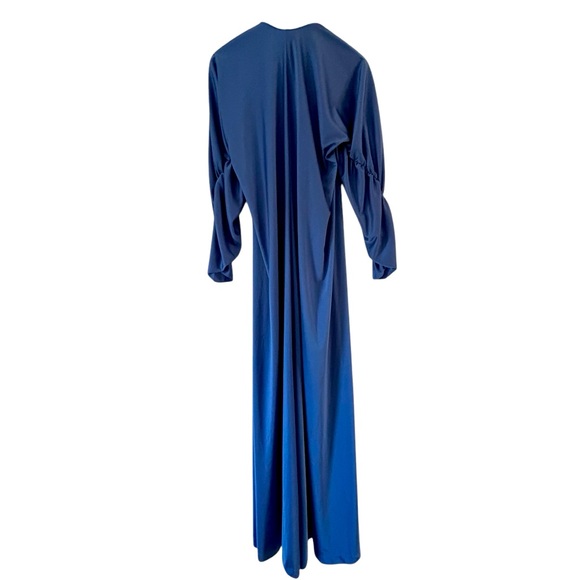 Halston IV Vintage 70’s Dorian Royal Blue Shirred Sleeve “Tent” Maxi Dress - Picture 3 of 9
